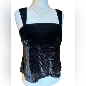 Pilcro Black Velvet Flyaway Top Size L NWT